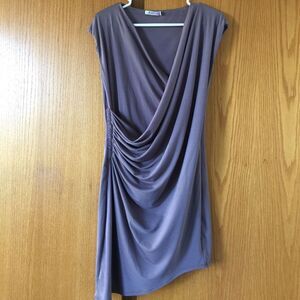JustFab deep taupe stretch draped dress, medium